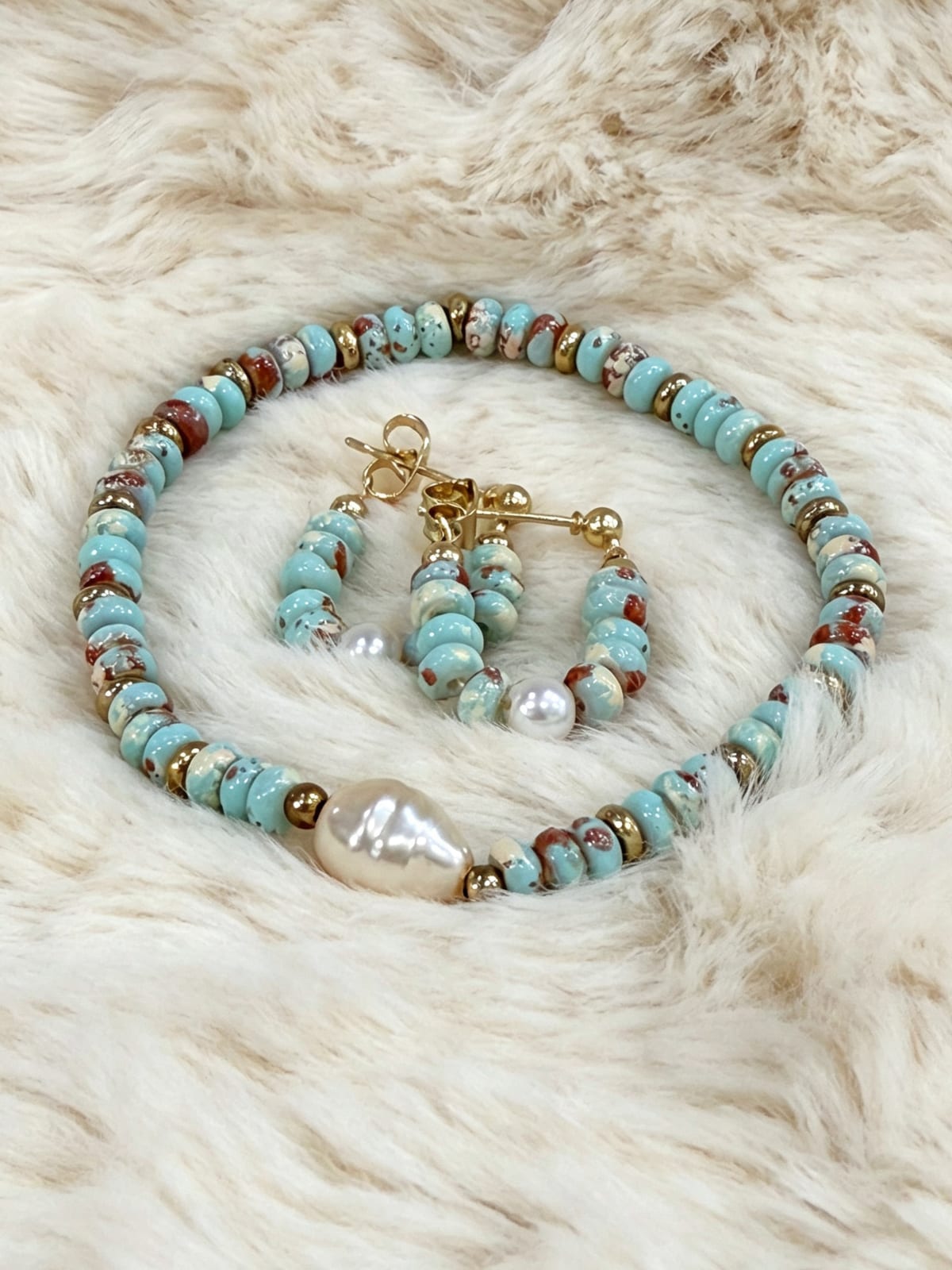 Teacher's Day Sale! Shoushan Stone Bracelet & Earrings Set