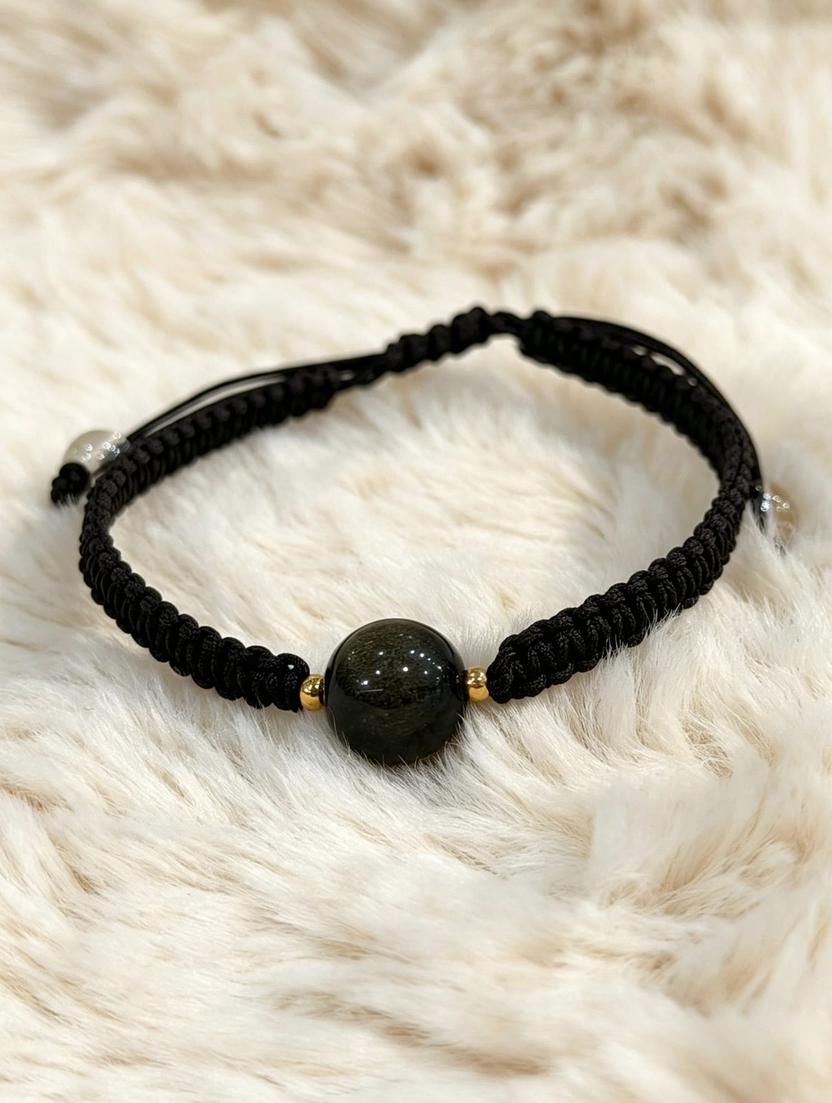 Teacher's Day Sale! Gold Sheen Obsidian Macrame Bracelet