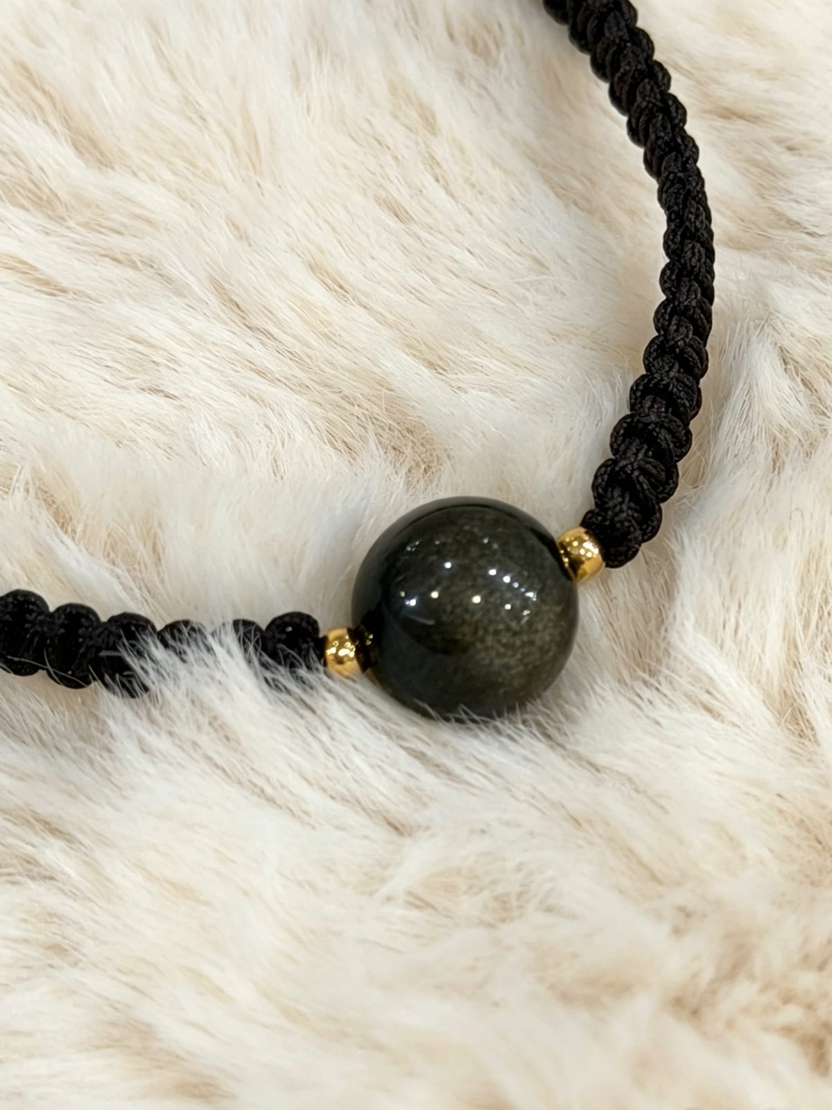 Teacher's Day Sale! Gold Sheen Obsidian Macrame Bracelet — photo 2