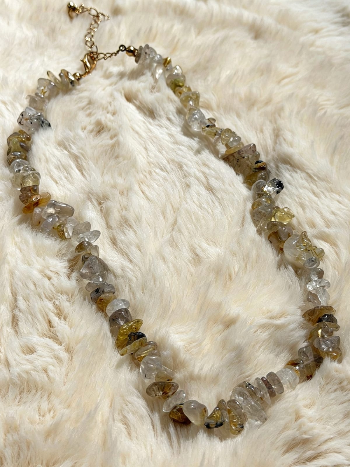 Golden Rutilated Freeform Bead Necklace