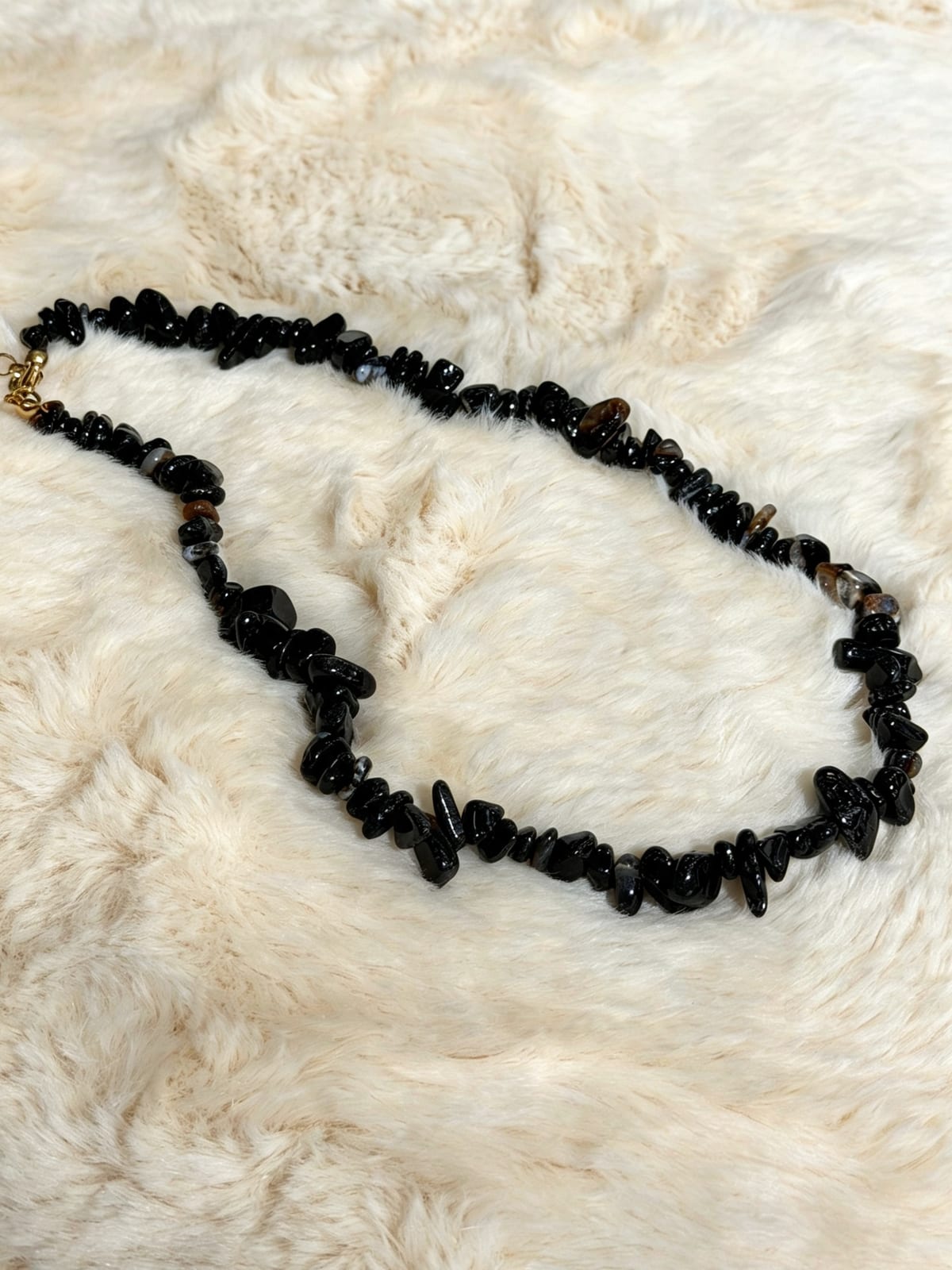 Black Agate Freeform Bead Necklace