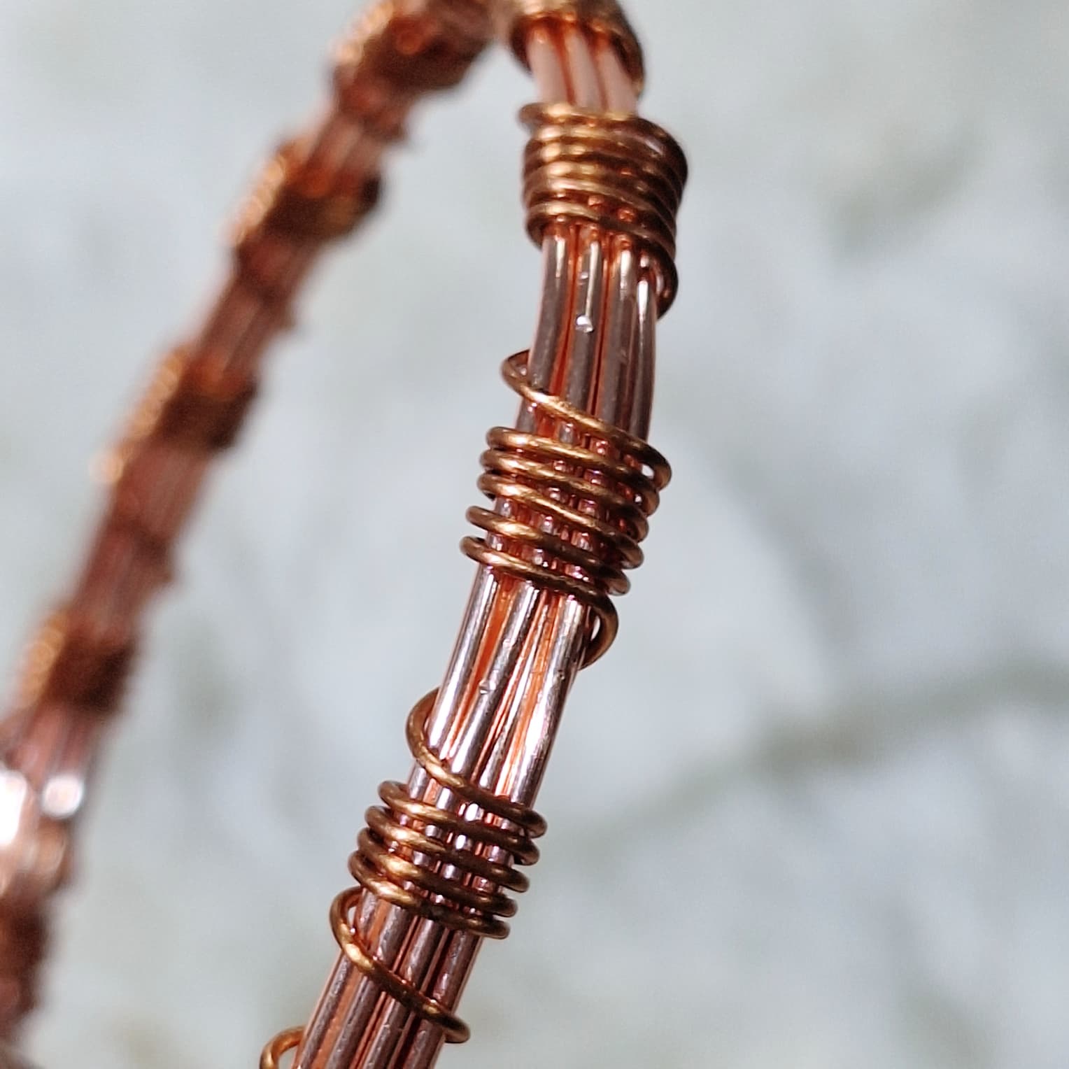 Broad Wire-wrapped Copper Bangle — photo 2