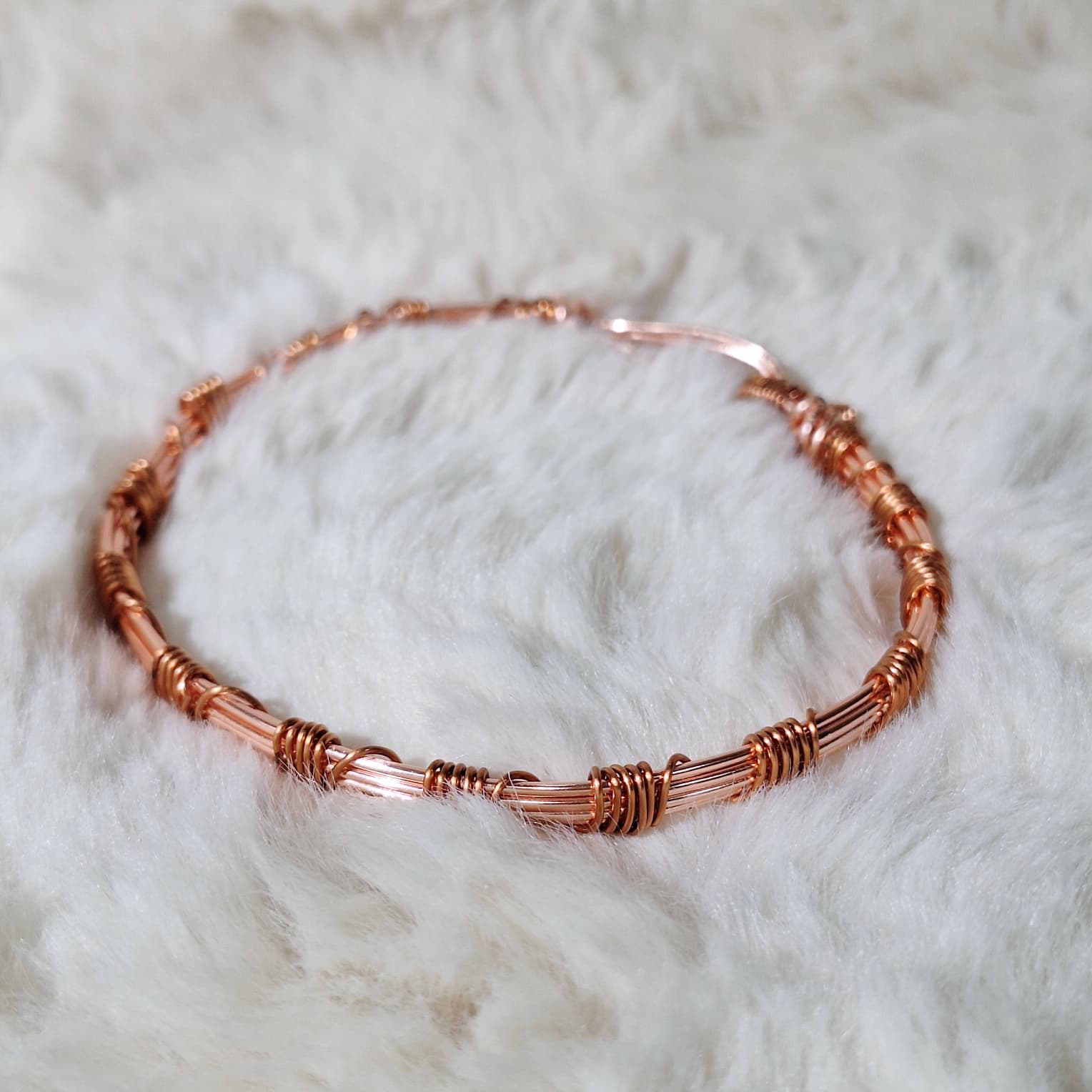 Broad Wire-wrapped Copper Bangle — photo 6