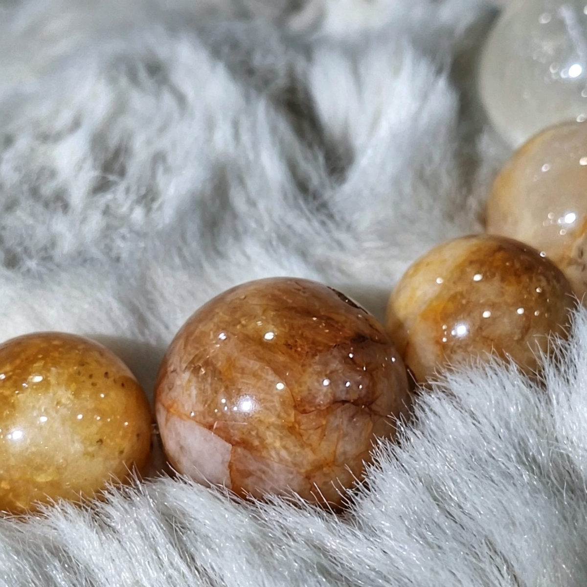Tibetan Quartz with Limonite/Carbon inclusions and Chrysocolla spacers — photo 2